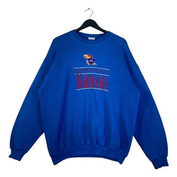 Vintage University of Kansas Jayhawks Crewneck Large - Picture 1 of 7